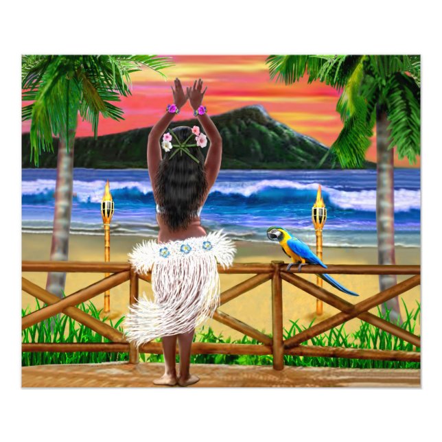 Impression Photo Danseur Hawaïen Sunset Hula (Devant)