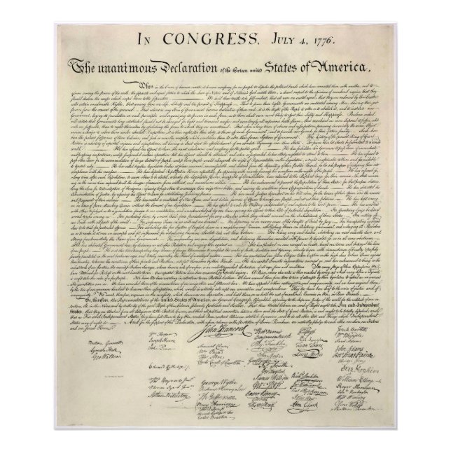 Impression Photo Déclaration d'indépendance des États-Unis 1823 Tél (Devant)