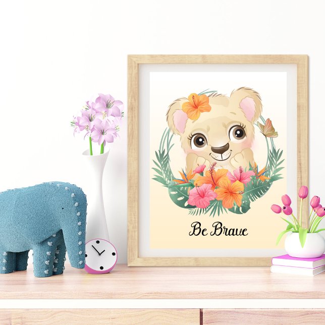 Impression Photo Décoration murale de nurserie d'animaux Sois Brave (Be Brave Animal Nursery Wall Art)