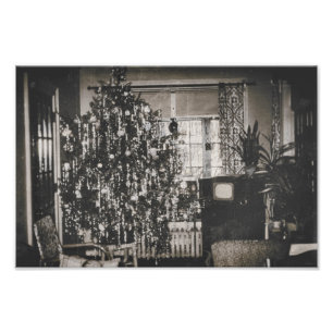 Impression Photo Décorations de Noël Monochrome Vintage
