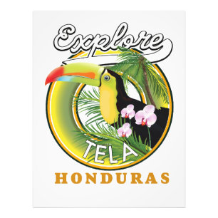 Impression Photo Découvrez le logo de voyage de Tela Honduras