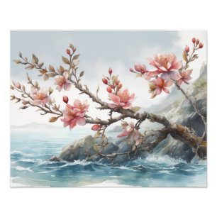 Impression Photo Délicat Fleurs de cerisier Aquarelle Peinture