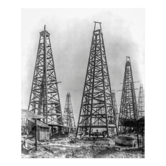 Impression Photo Derrick de forage d'huile en bois du Texas 1901