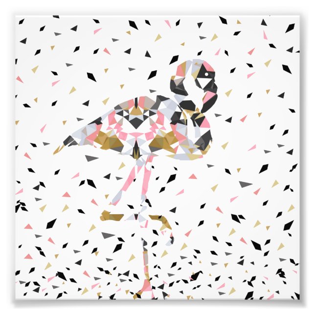 Impression Photo Design abstrait de Flamant rose géométrique mignon (Devant)