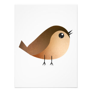 Impression Photo Dessin animé d'oiseau moineau mignon