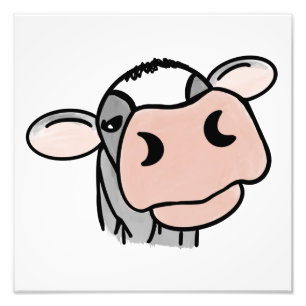 Impression Photo dessin animé vache noir blanc rose baiser gris ani