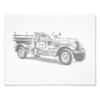 dessin au crayon vintage pour camion à feu