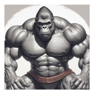 Impression Photo Dessin d'art pop de Gorilla Bodybuilder