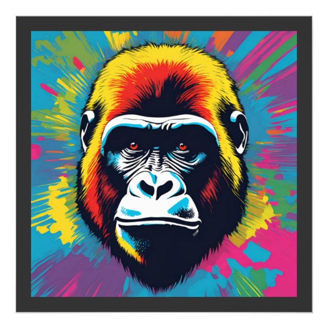 Impression Photo Dessin de dessin de peinture Gorilla Pop (Devant)