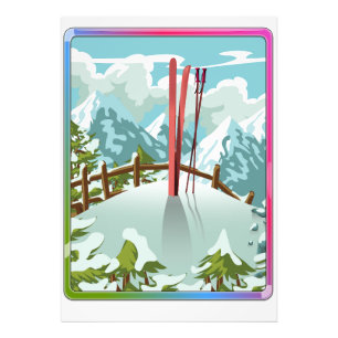 Impression Photo Dessin de paysage de ski