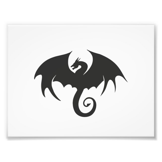 Impression Photo Dessin d'une silhouette de dragon noir (Devant)