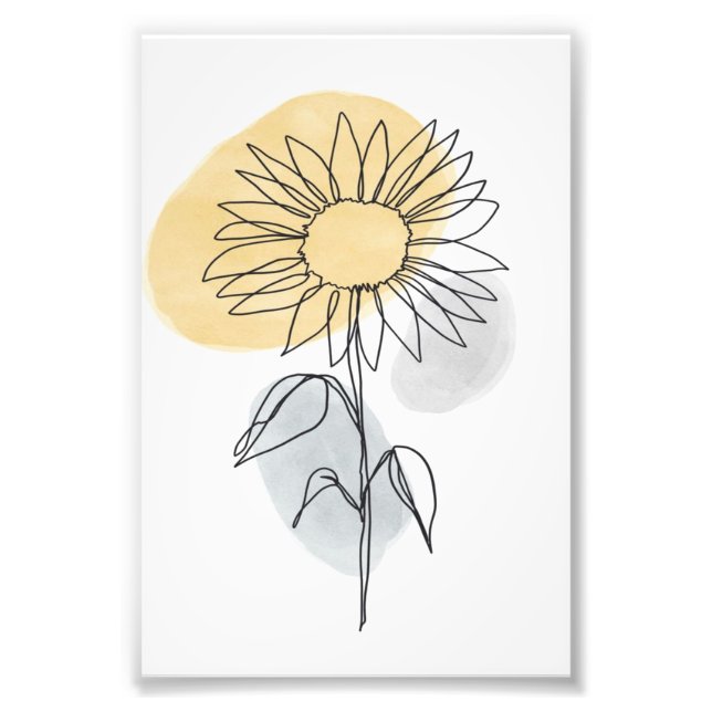 Impression Photo Dessin Enchantant Tournesol Une Ligne (Devant)