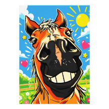 Dessin humoristique de cheval avec un sourire de b