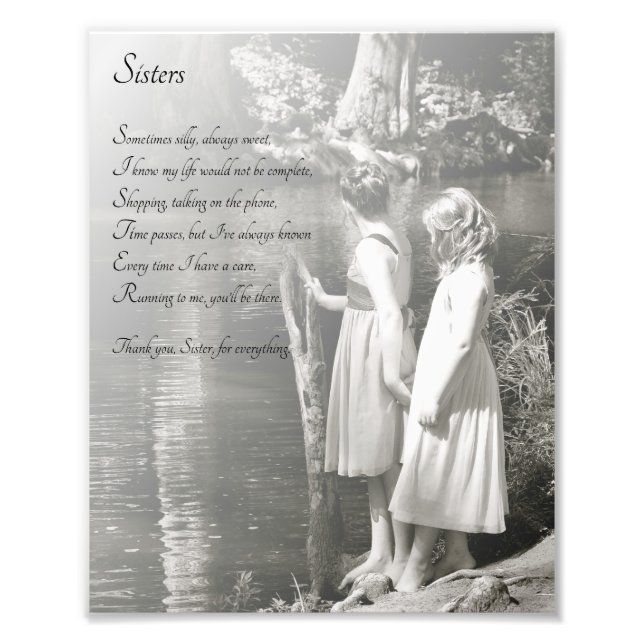 Impression Photo Deux Petites Soeurs Merci Poème Imprimer (Devant)