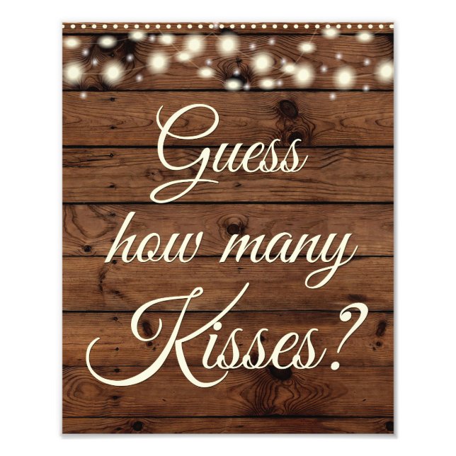 Impression Photo Devinez combien de baisers Rustic Baby shower SIGN (Devant)