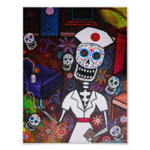 Impression Photo Dia de los Muertos Infirmière peinture