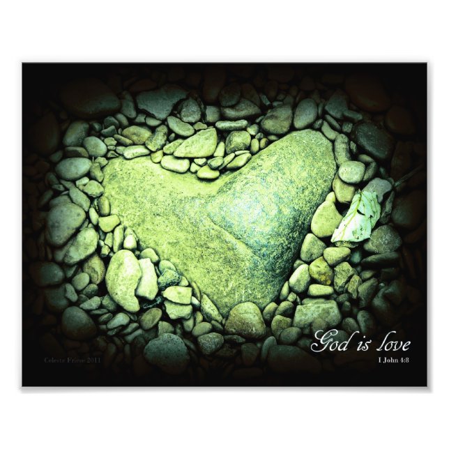 Impression Photo Dieu est amour Coeur Rock 8 x 10 (Devant)