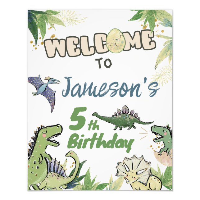 Impression Photo Dinosaur Affiche de bienvenue de fête à thème (Devant)