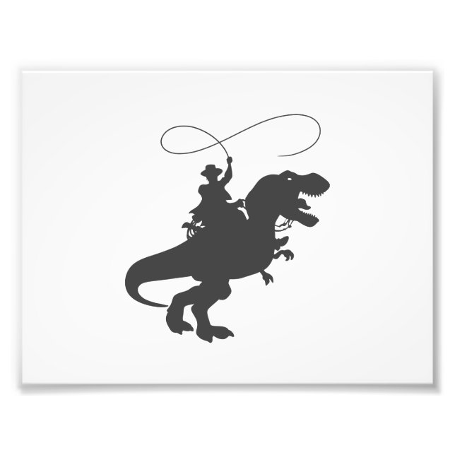 Impression Photo Dinosaure de cowboy à cheval à l'époque préhistori (Devant)