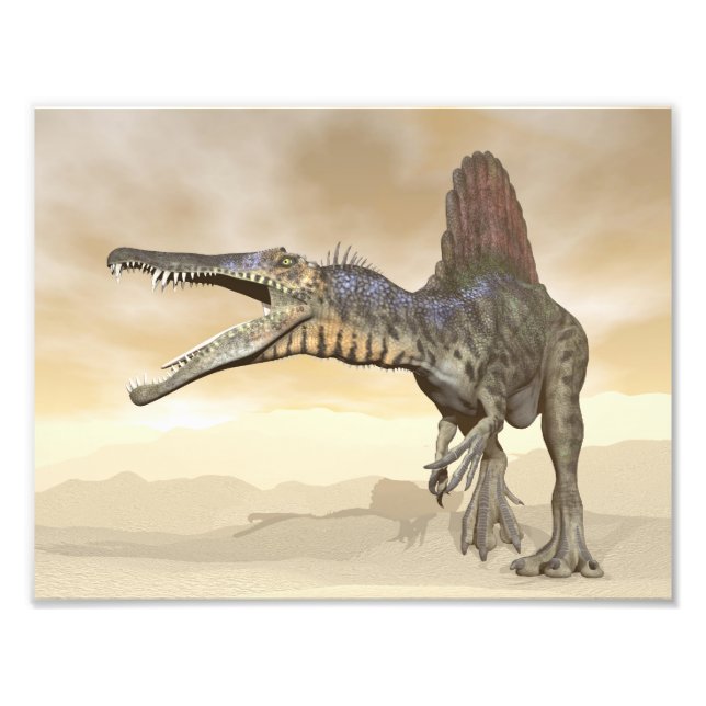 Impression Photo dinosaure de Spinosaurus dans le désert - rendu 3D (Devant)