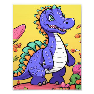 Impression Photo Dinosaure pourpre drôle