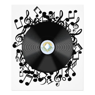 Impression Photo Disque vinyle ancien et notes de musique