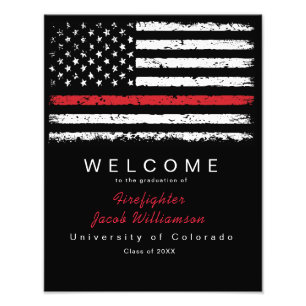 Impression Photo Distressed Red Thin Line American Flag