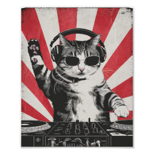 Impression Photo DJ DJ Cat Disco Sound Tech Headphone Music