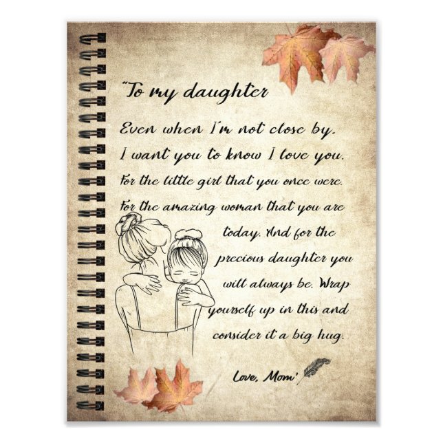 Impression Photo Don de fille | Lettre À Ma Fille De Maman (Devant)
