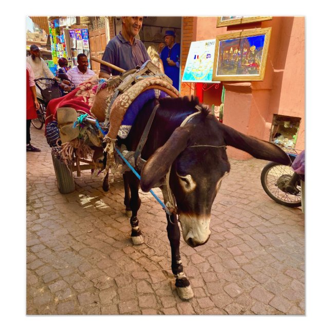 Impression Photo Donkey & Cart dans la Médina - Marrakech, Maroc (Devant)