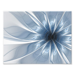Impression Photo Doux et tendreté bleu fleur imaginaire fractal cu
