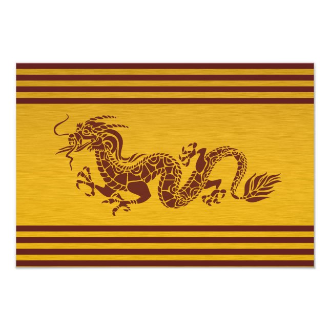 Impression Photo Dragon chinois, Dragon rouge, Imaginaire, Mytholog (Devant)