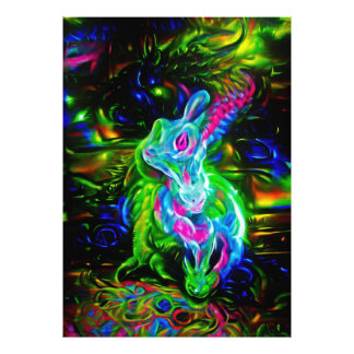 Impression Photo Dragon de lapin psychédélique à Neon Imaginaire