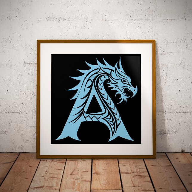 Impression Photo Dragon Styled Letter A, Dragon Alphabet, Monogram (Créateur téléchargé)