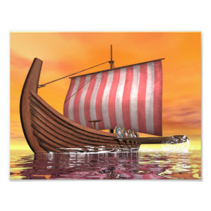 Impression Photo Drakkar ou bateau de Viking - 3D rendent