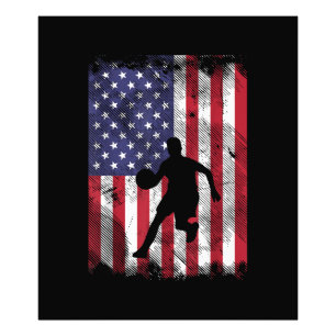 Impression Photo Drapeau américain Basketball Vintage Patriotique B