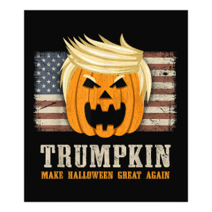 Impression Photo Drapeau américain Vintage Halloween Trumpkin Funny