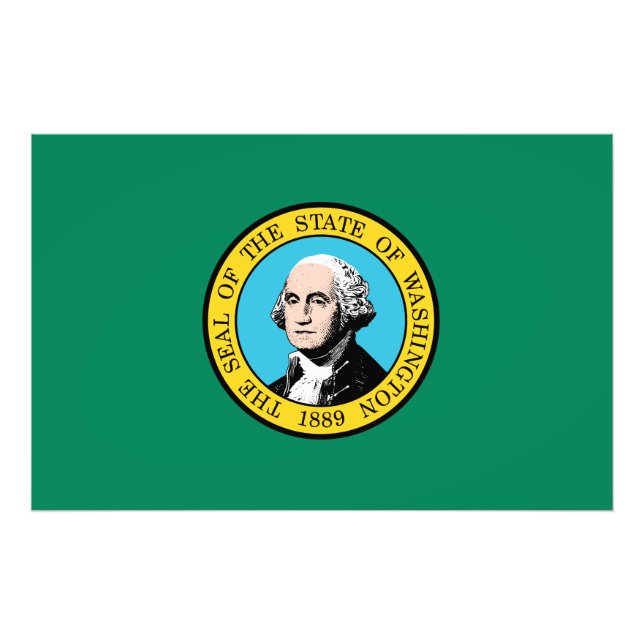 Impression Photo Drapeau de l'État de Washington États-Unis (Devant)