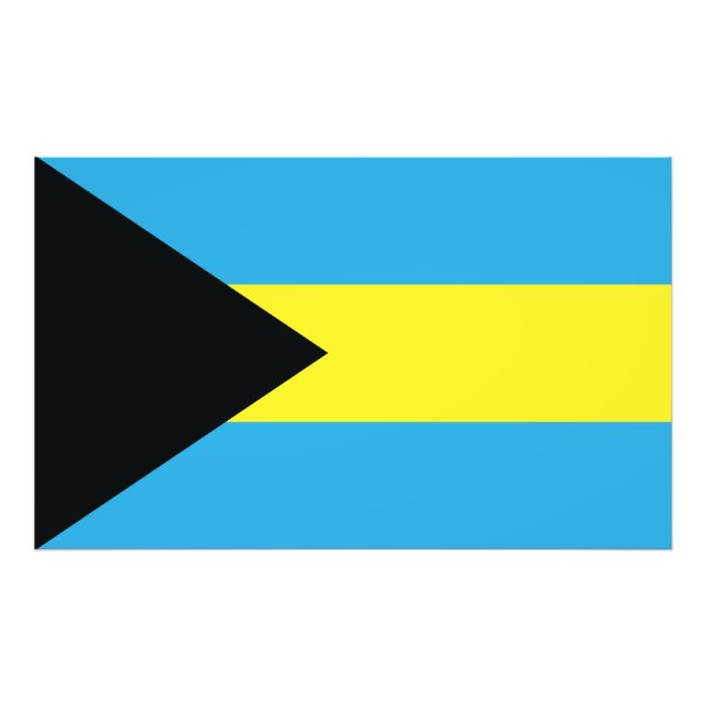 Impression Photo Drapeau des Bahamas en noir, or et Aquamarine (Devant)