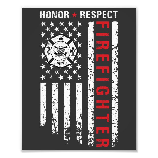 Impression Photo Drapeau des pompiers Red Line Us (Devant)
