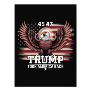 Impression Photo Drapeau du 45e et 47e président Trump 2025 Aigle A