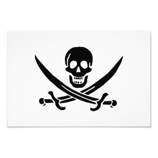 Impression Photo Drapeau pirate crâne épées croisées