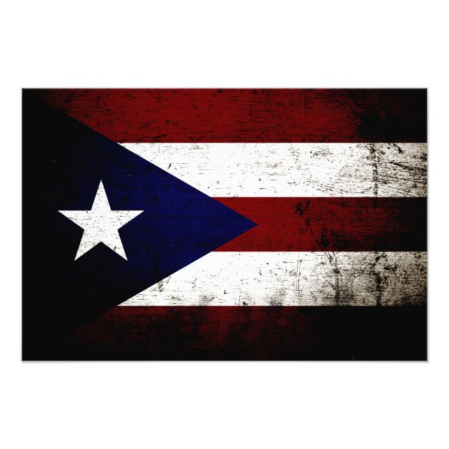 Impression Photo Drapeau Porto Rico Black Grunge (Devant)