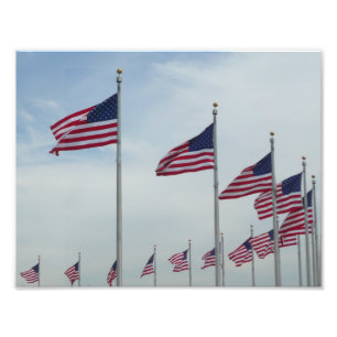 Impression Photo Drapeaux américains au Monument de Washington
