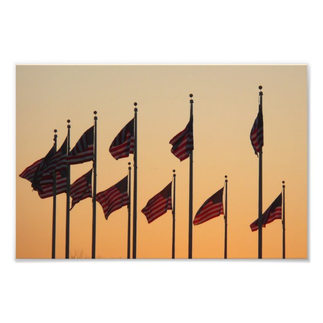 Impression Photo Drapeaux au coucher du soleil American Patriotic U (Devant)