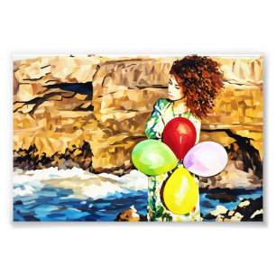 Impression Photo Dreamy Seaside Portrait avec des ballons et des va