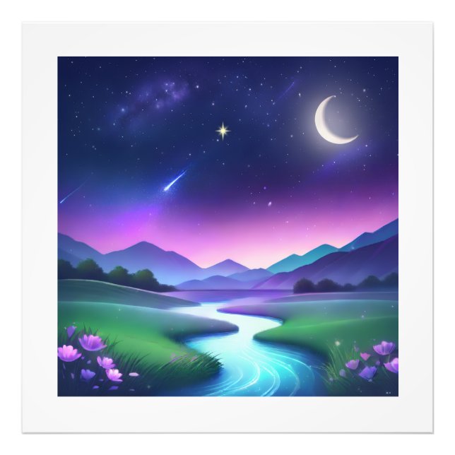 Impression Photo Dreamy Starlight River Landscape Serenity (Devant)