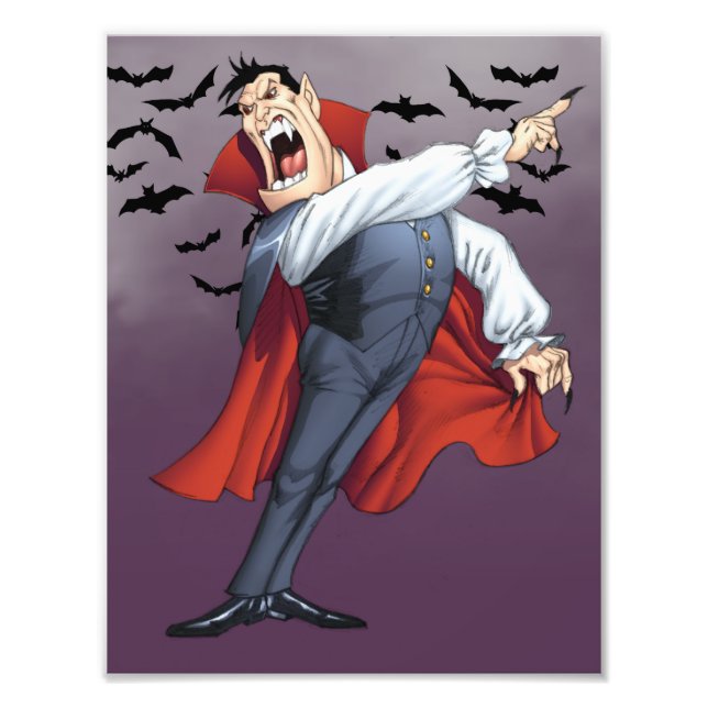 Impression Photo Drôle Cartoon Vampire avec chauves-souris par Al R (Devant)