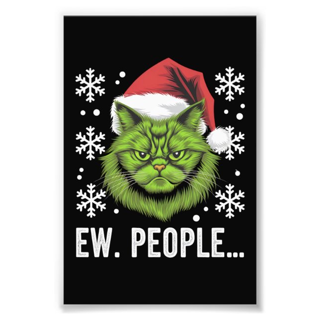 Impression Photo Drôle Chat de Noël Ew Personnes Meowy Amoureux de  (Devant)