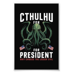 Impression Photo Drôle d'élection 2024 Cthulhu pour Président